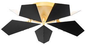 Candeeiro de teto design preto com dourado 5 luzes - Sinem Design