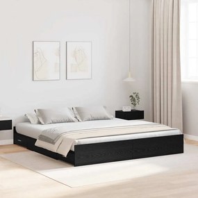 vidaXL Estrado de cama com arrumação Carvalho preto 200 x 200 cm