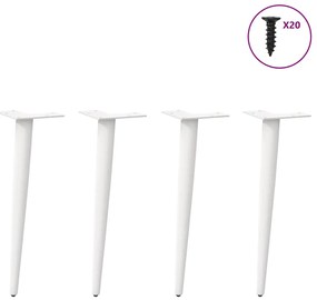 Pés para mesa de centro cônicos 4 peças, branco, 30-31 cm, aço