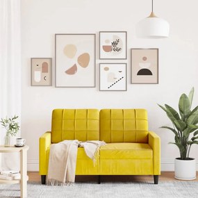 Sofá de 2 lugares veludo 120 cm amarelo