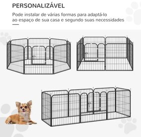 Parque para animais de estimação com 8 Varas Dobrável com Porta e Dupl