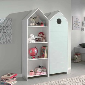 Conjunto 1 armario Guarda Roupa infantil + estante infantil coleção CASAMI Branco e Menta