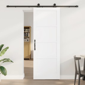 Kit de Porta Deslizante com Hardware 'ORKDAL'Branca de Madeira Maciça de Pinho