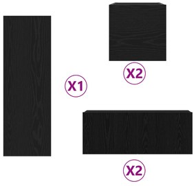 Conjunto de Armário de TV vidaXL 6 Peças Carvalho Preto Madeira Deriva