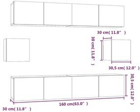 Conjunto móveis de TV 6 pcs madeira processada branco