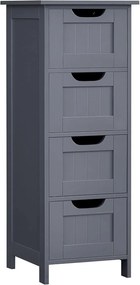 Armário de banheiro VASAGLE, armário de banheiro com 4 gavetas, armário de banheiro independente, 30 x 30 x 82 cm, para sala de estar, sala de jantar, cozinha, estilo moderno, cinza LHC040G01