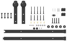 Kit de ferragens para porta deslizante 152 cm aço preto