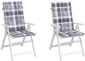 Almofadões cadeiras altas de jardim 2pcs tecido xadrez cinza