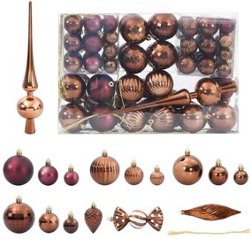 Enfeites de Natal 98 pcs Ø3/4/6 cm castanho