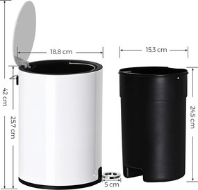 Caixote do lixo pequeno para casa de banho 3 litros Branco