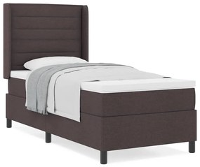 Cama Box com Colchão - Marrom Escuro, 80x200 cm, Tecido