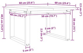 Mesa de centro estrutura em O 60x60x40,5 cm pinho/aço