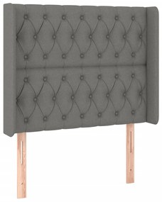 Cabeceira de cama c/ LED tecido 103x16x118/128 cm cinza-escuro