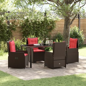 vidaXL Conjunto de Jantar de Jardim 5 Peças Rattan Poly Castanho