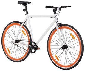 Bicicleta de mudanças fixas 700c 51 cm branco e laranja