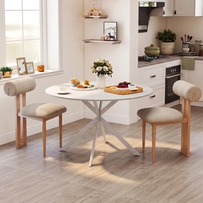Mesa de Jantar Industrial para 4 Pessoas Redonda Ø120 cm (CADEIRAS NÃO INCLUIDAS) com Pés de Aço, Branca