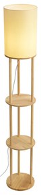 Candeeiro de pé moderno madeira com abajur bege - Stojon Moderno
