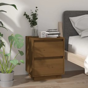 vidaXL Mesa de cabeceira 40x35x50 cm pinho maciço castanho mel