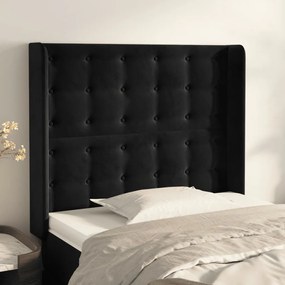 Cabeceira de cama c/ abas veludo 103x16x118/128 cm preto