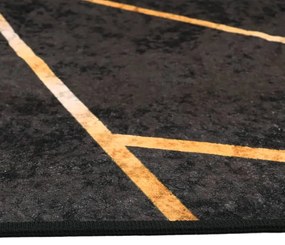 Tapete lavável antiderrapante 190x300 cm preto e dourado