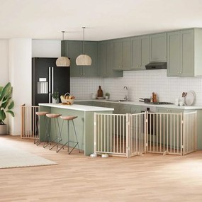 vidaXL Portão para cães com porta dobrável 6 painéis 480 cm álamo