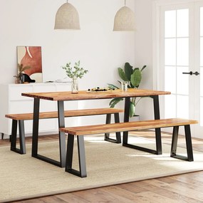 vidaXL 3 pcs conjunto de jantar c/ bordas vivas acácia maciça