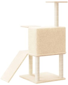 Árvore p/ gatos c/ postes arranhadores sisal 109 cm cor creme
