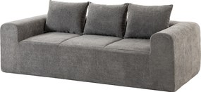 Sofá 3 Lugares em Chenille 220 cm, Sofá de Sala Moderna com Assento e Braços Largos, 3 Almofadas, Cinza