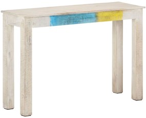 Mesa consola 115x35x77 cm madeira de mangueira áspera branco