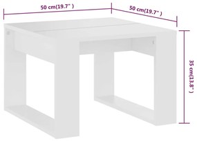 Mesa de apoio 50x50x35 cm derivados de madeira branco