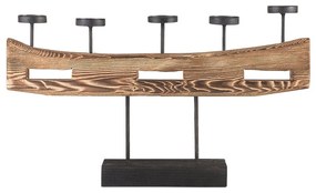 Candelabro em madeira castanha clara e preta 36 cm GUATEMALA Beliani