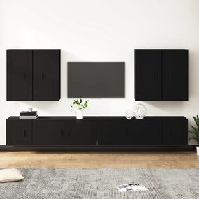vidaXL Conjunto móveis de TV 8 pcs madeira processada preto