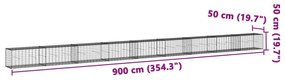 Cesto gabião com cobertura 900x50x50 cm ferro galvanizado