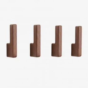 Pack De 4 Cabides De Parede Em Madeira Zanter Castanho-acácia Escuro - Sklum