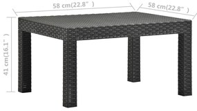 Mesa de jardim 58x58x41 cm vime PP antracite