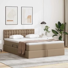 vidaXL Cama com Armazenamento Cappuccino 140 x 190 cm Couro Sintético