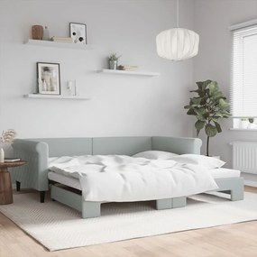 vidaXL Sofá-cama com gavetão 100x200 cm veludo cinzento-claro