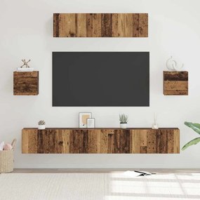 vidaXL Conjunto de móvel de TV 7 pcs Madeira antiga 80 x 30 x 30 cm