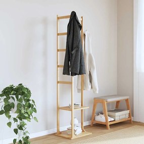 Cabide com ganchos e prateleiras 38,5x30x156 cm bambu