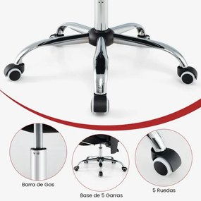 Cadeira giratória ergonómica de escritório com altura ajustável e encosto reclinável 70 x 68 x 109,5-116,5 cm Preto