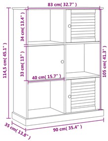 Estante Salamanca de 114cm em Madeira Maciça - Branco - Design Rústico