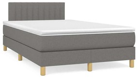 Cama box spring c/ colchão e LED 120x190 cm tecido cinza-escuro