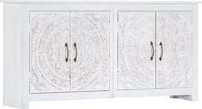 vidaXL Aparador artesanal branco 140x30x70 cm madeira de acácia maciça