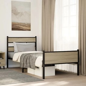 vidaXL Estrutura cama s/ colchão derivados de madeira carvalho fumado
