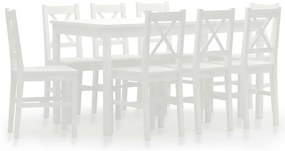 vidaXL 9 pcs conjunto de jantar em madeira de pinho branco