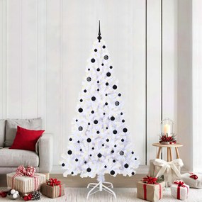 vidaXL Árvore de Natal Artificial com 300 LEDs Branco 210 cm PVC e Aço