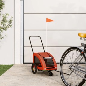 vidaXL Reboque bicicleta p/ animais tecido oxford/ferro laranja/cinza