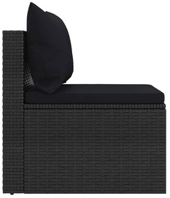 4 pcs conjunto de sofás para jardim c/ almofadões vime PE preto