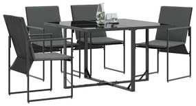 Cadeiras de Jardim com Almofadas 4 pcs Preto Textilene