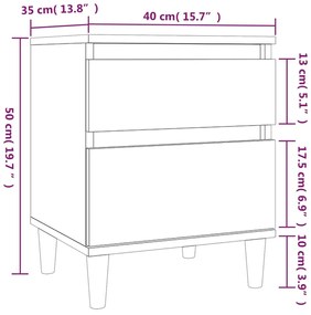 Mesas de cabeceira 2 pcs 40x35x50 cm cor carvalho castanho